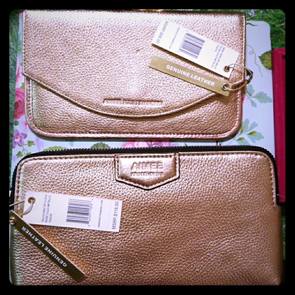 Aimee Kestenberg Gold Metallic Clutch & Wallet